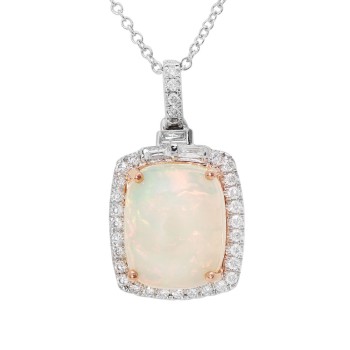 EFFY 14kt Rose & White Gold Opal & Diamond Pendant
