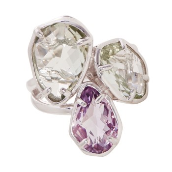 Effy 9.500 Ctw Green & Purple Amethyst Ring / Sterling Silver