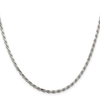 Sterling Silver 2.5mm Diamond Cut Rope Chain 22"