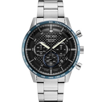 Seiko Men's Essentials Chronograph Blue Bezel Watch