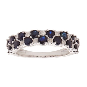 Effy 1.180 Ctw Sapphire & Diamond Ring / Sterling Silver