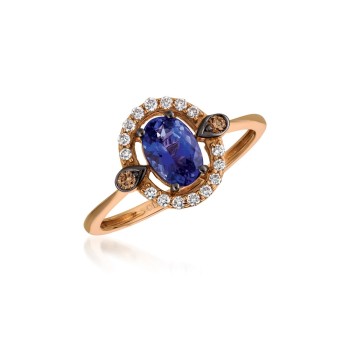 Le Vian 14k Strawberry Gold Blueberry Tanzanite & Diamond Ring